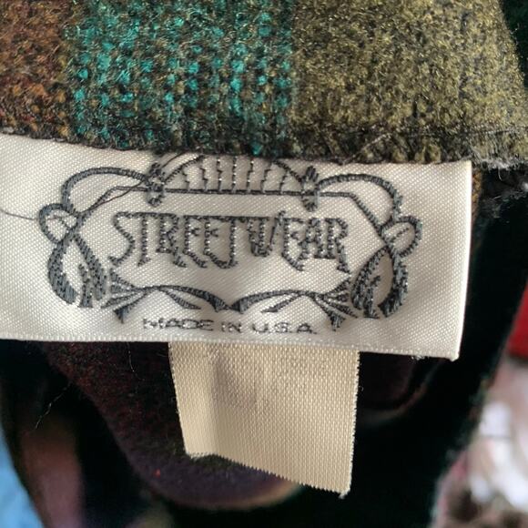 Streetwear Made in USA Green Aztec Pattern Knit Acrylic Wrap Mini Skirt Sz 7 - Picture 7 of 12